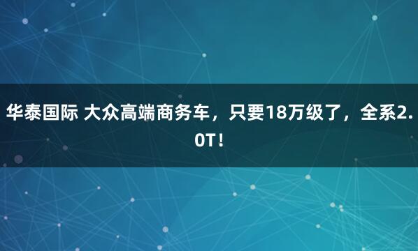 华泰国际 大众高端商务车，只要18万级了，全系2.0T！