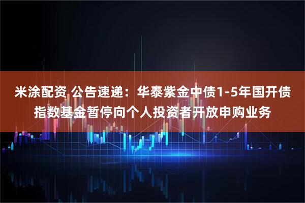 米涂配资 公告速递：华泰紫金中债1-5年国开债指数基金暂停向个人投资者开放申购业务